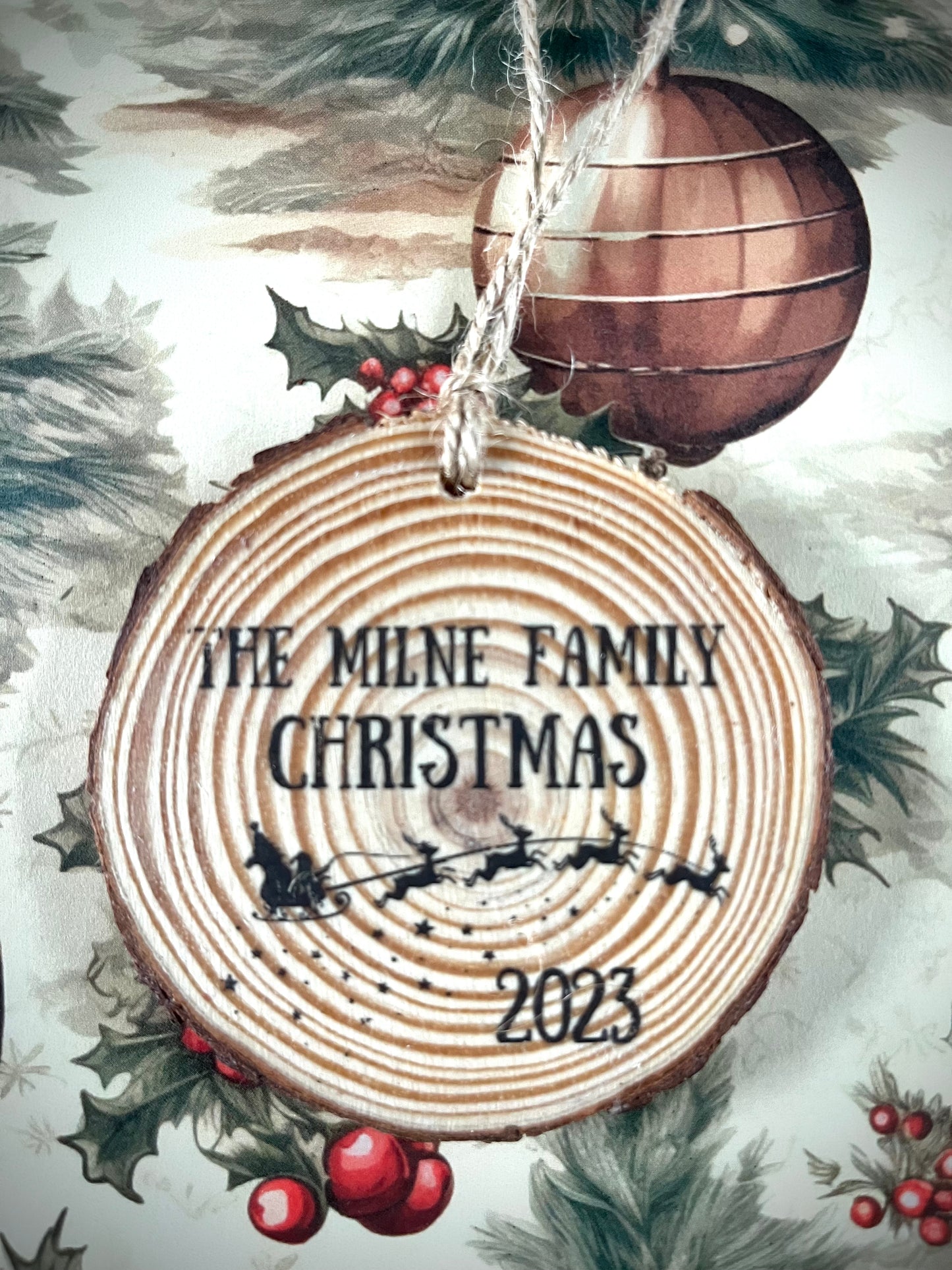 Personalised Rustic Christmas Tree Decoration