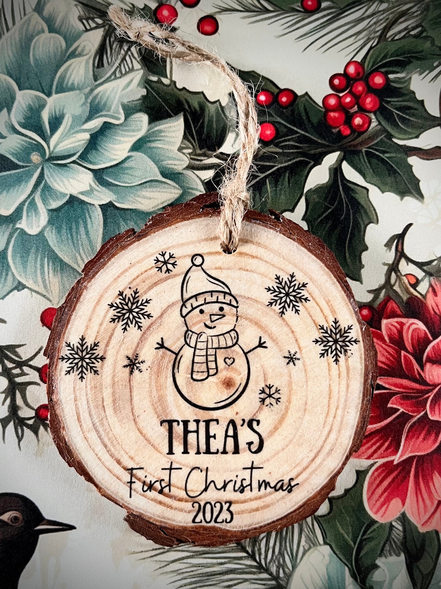 Personalised Rustic Christmas Tree Decoration