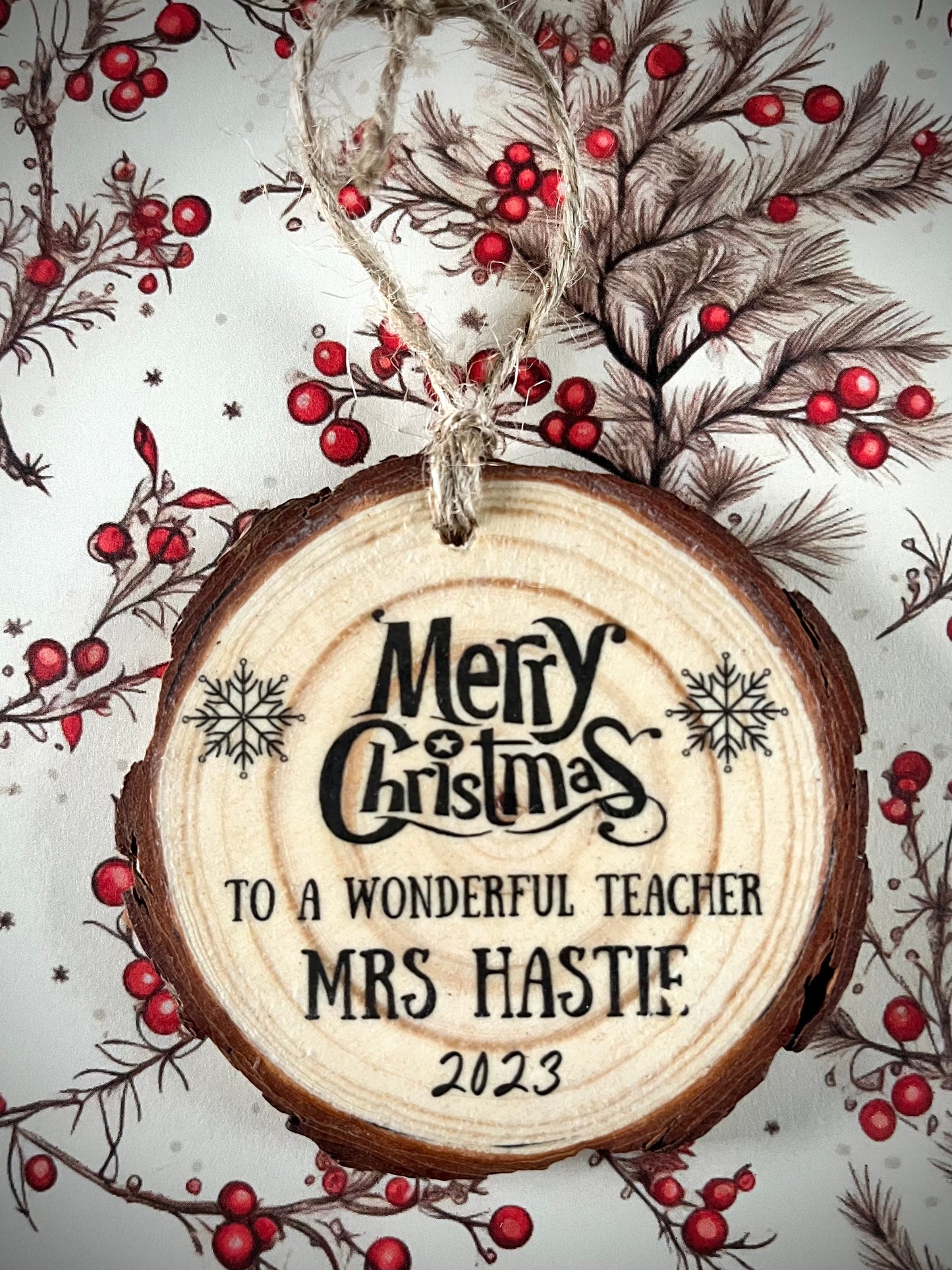 Personalised Rustic Christmas Tree Decoration