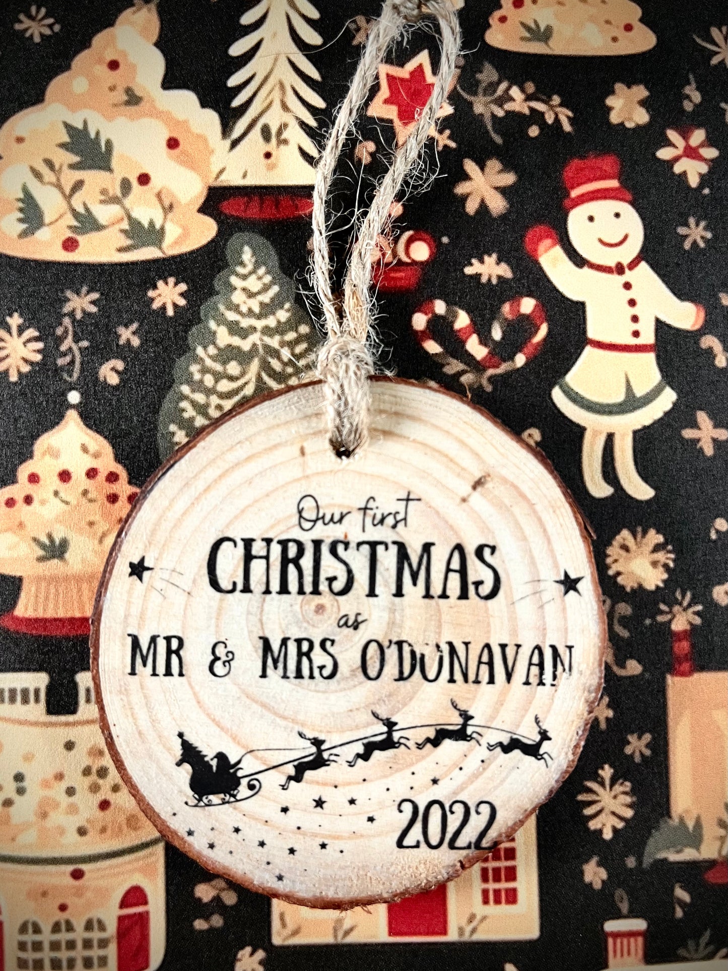 Personalised Rustic Christmas Tree Decoration