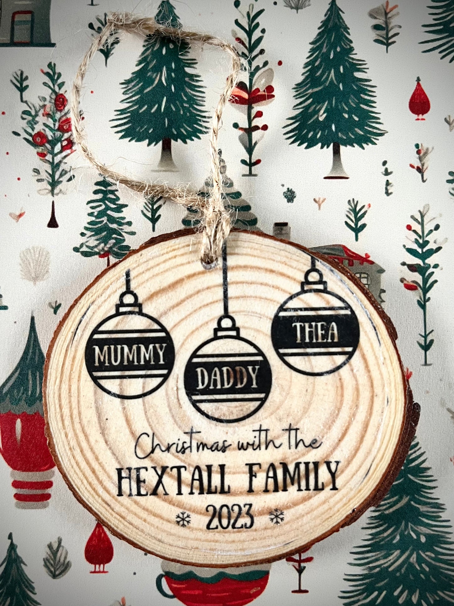 Personalised Rustic Christmas Tree Decoration