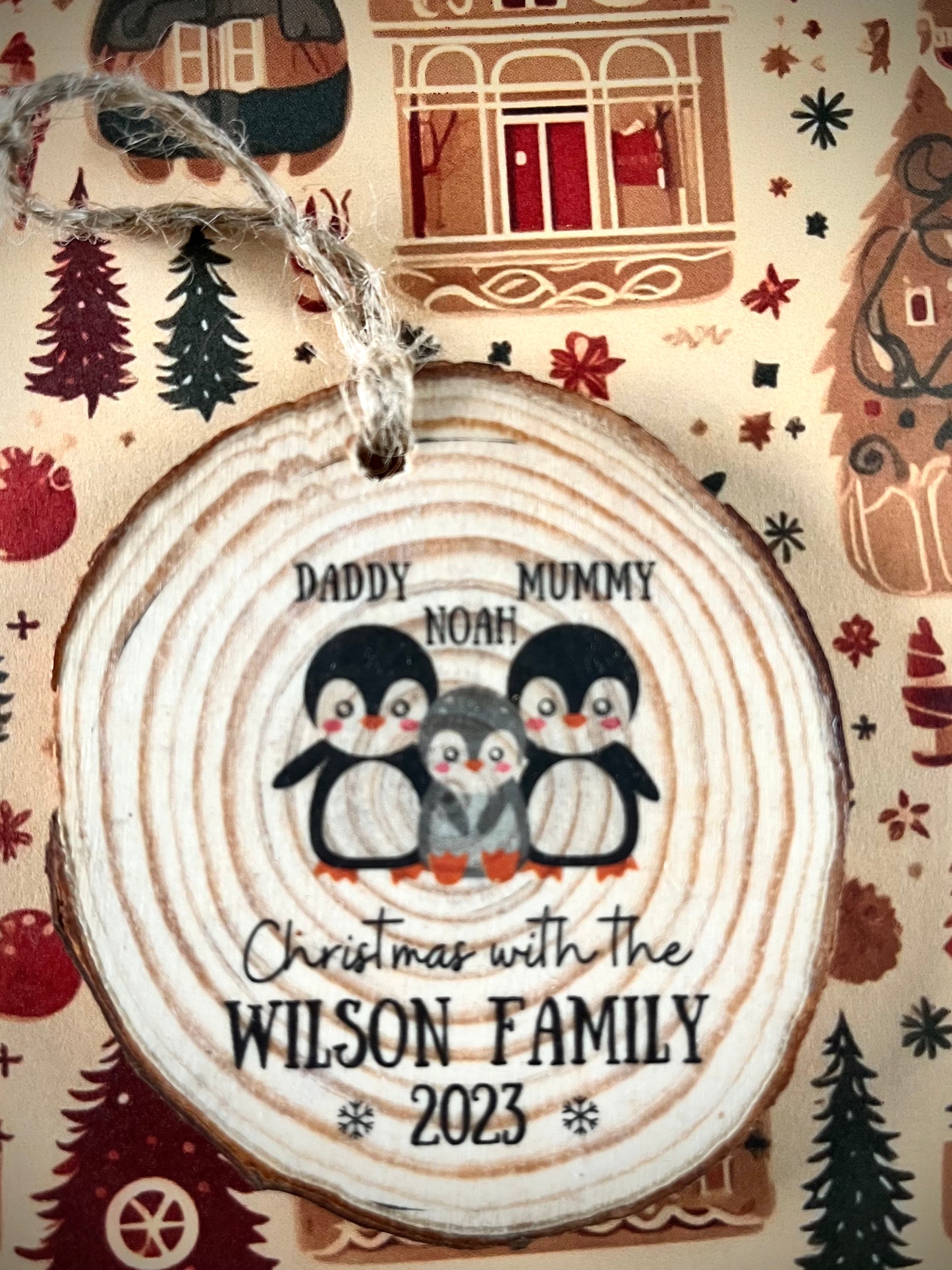 Personalised Rustic Christmas Tree Decoration