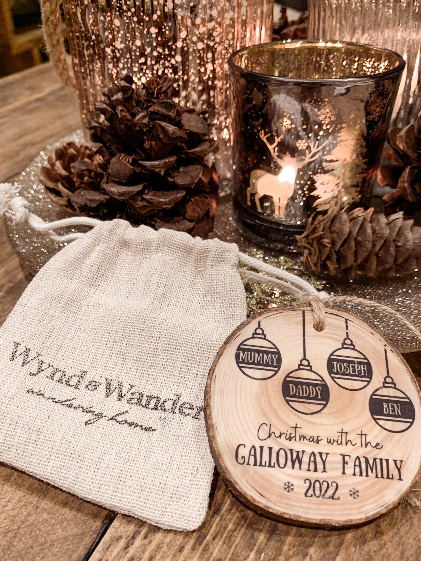 Personalised Rustic Christmas Tree Decoration