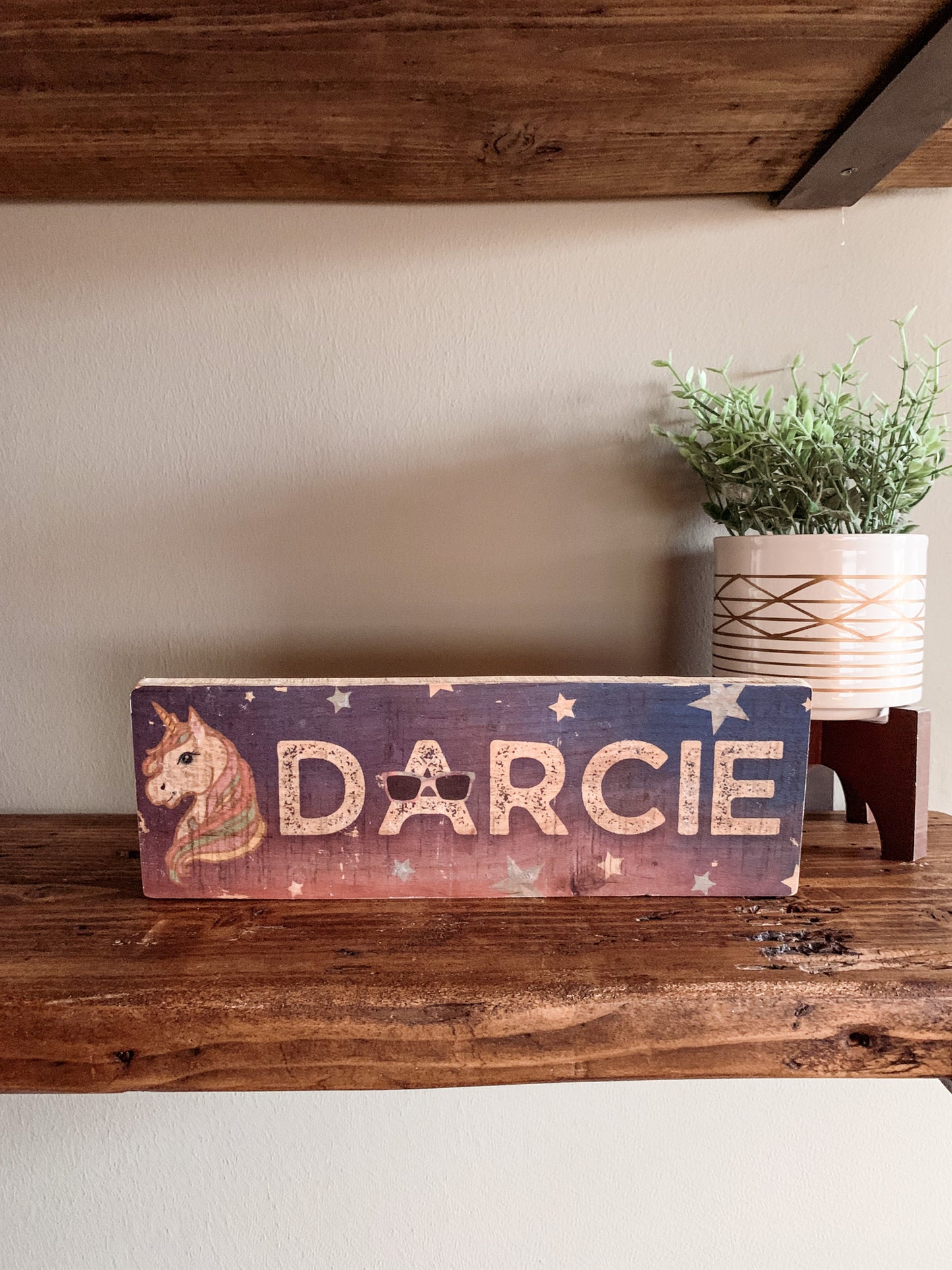 Rustic Personalised Name Block on Reclaimed Wood