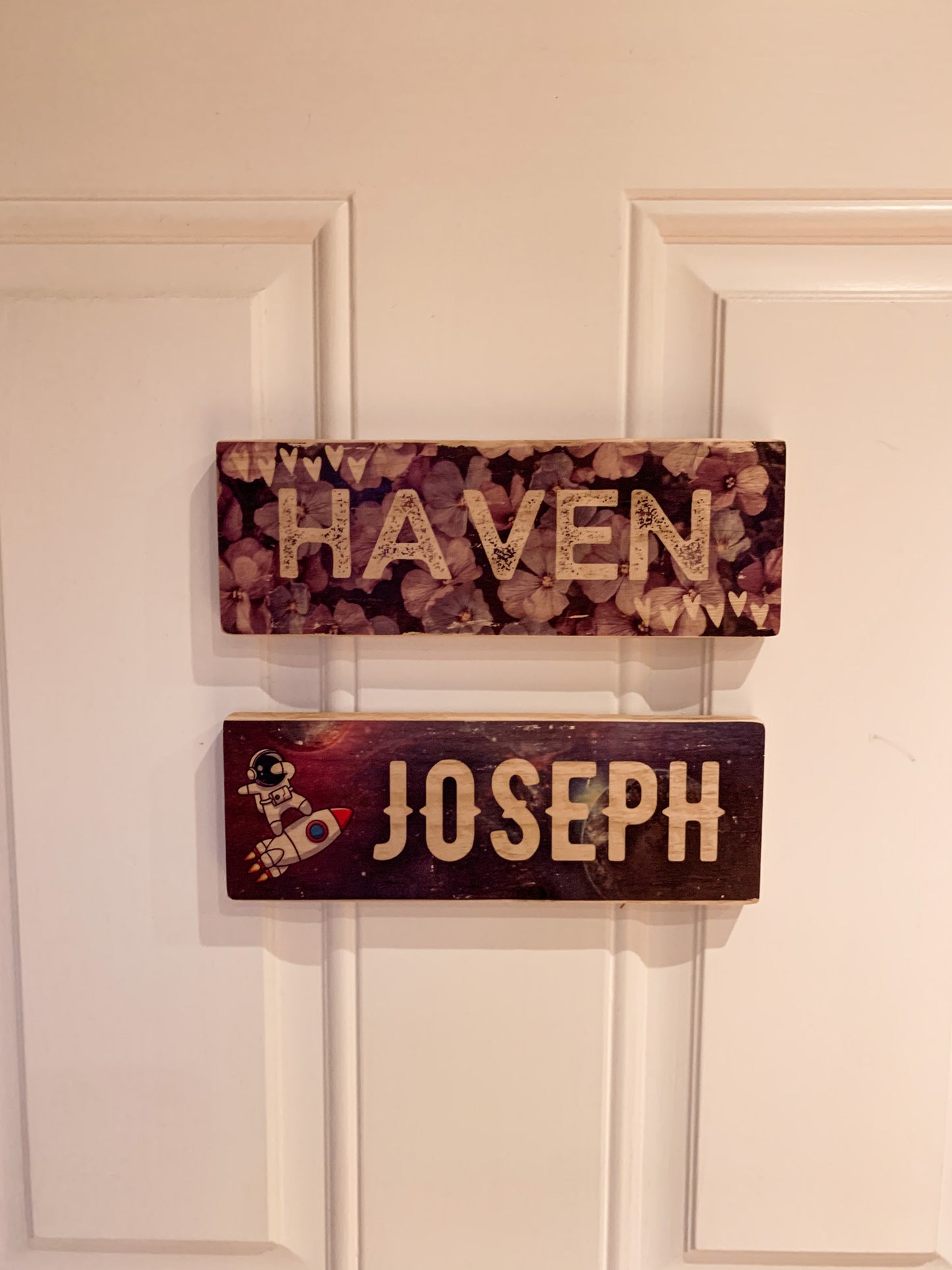 Rustic Personalised Name Block on Reclaimed Wood